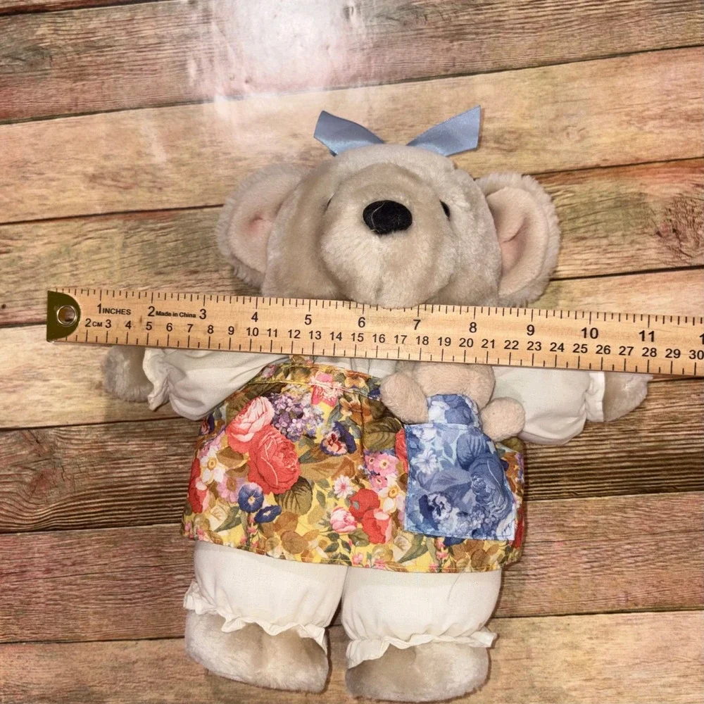 Floral Jumper Mother and Cub Plush Toy Vintage Unisex Small Cream Hallmark